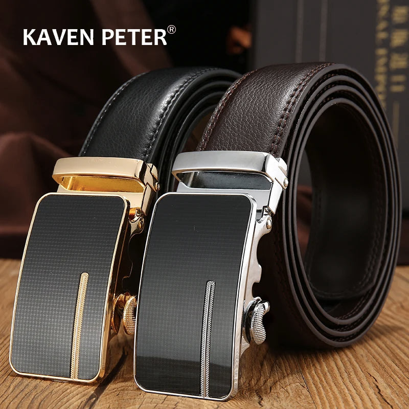 Automatic Buckle Genuine Leather Belt for Men's