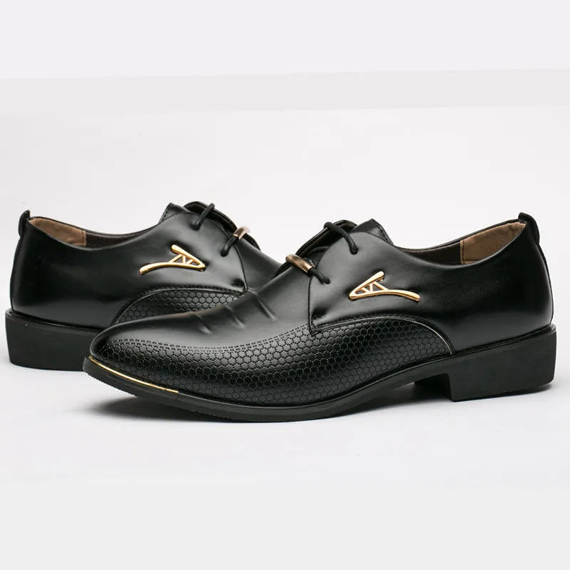 Mazefeng Men Business Oxfords Dress Shoes Pointed Toe Carved Italian Men Formal Shoes Leather Derby Shoes Plus Size 38-48