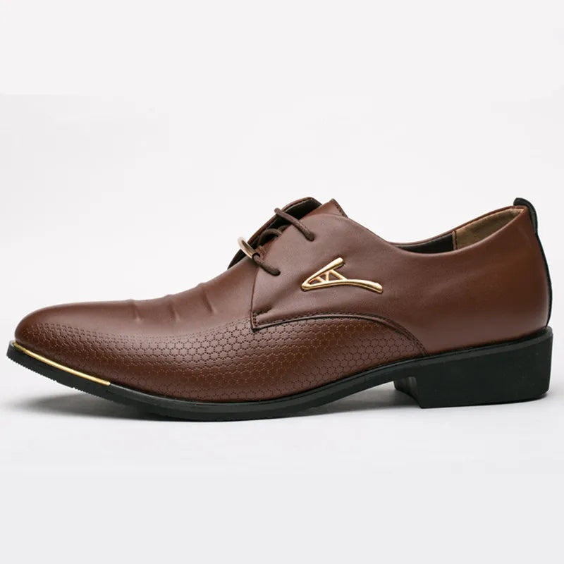 Mazefeng Men Business Oxfords Dress Shoes Pointed Toe Carved Italian Men Formal Shoes Leather Derby Shoes Plus Size 38-48