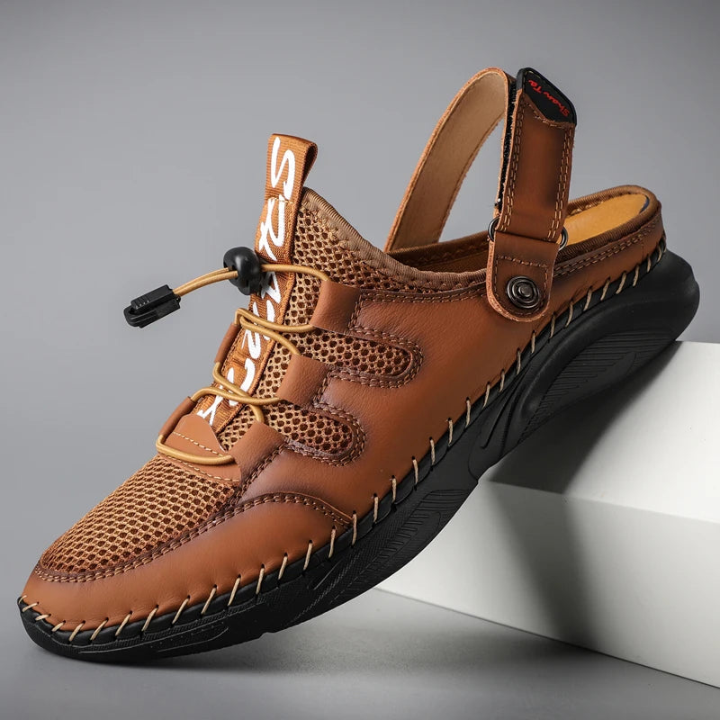 Size 38-48 Genuine Leather Shoes for Men Summer Slippers Luxury Sneakers Loafers Designer Leather Men Sandals Free Shipping