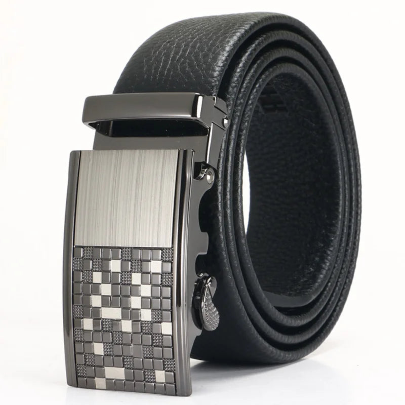3.5cm High-grade Top Layer Leather Automatic Buckle Men's Belt Business Suit Waistband Casual Cowhide Belt for Men