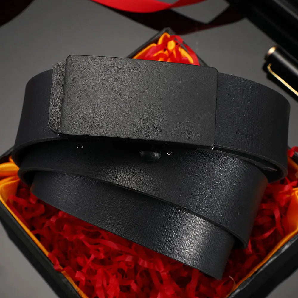 New Men's Fashion Automatic Toothless Buckle Leather Belt