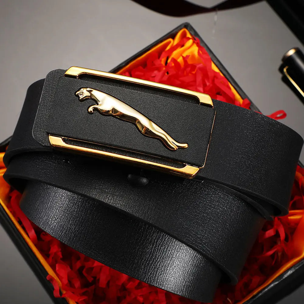 New Men's Fashion Automatic Toothless Buckle Leather Belt
