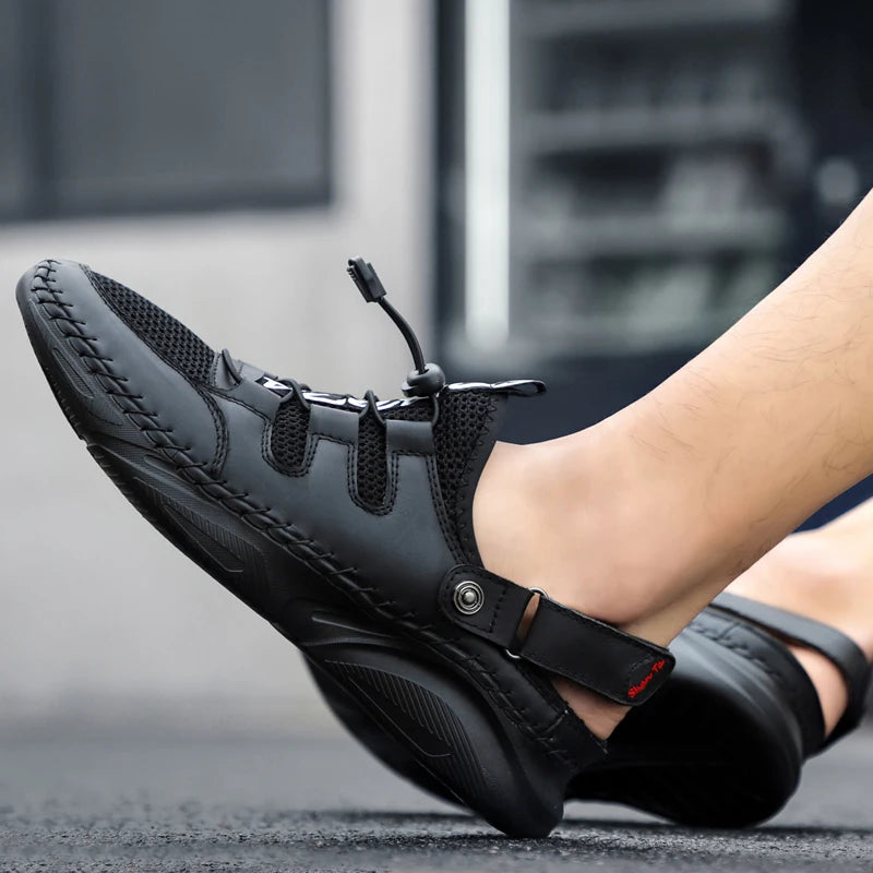 Size 38-48 Genuine Leather Shoes for Men Summer Slippers Luxury Sneakers Loafers Designer Leather Men Sandals Free Shipping