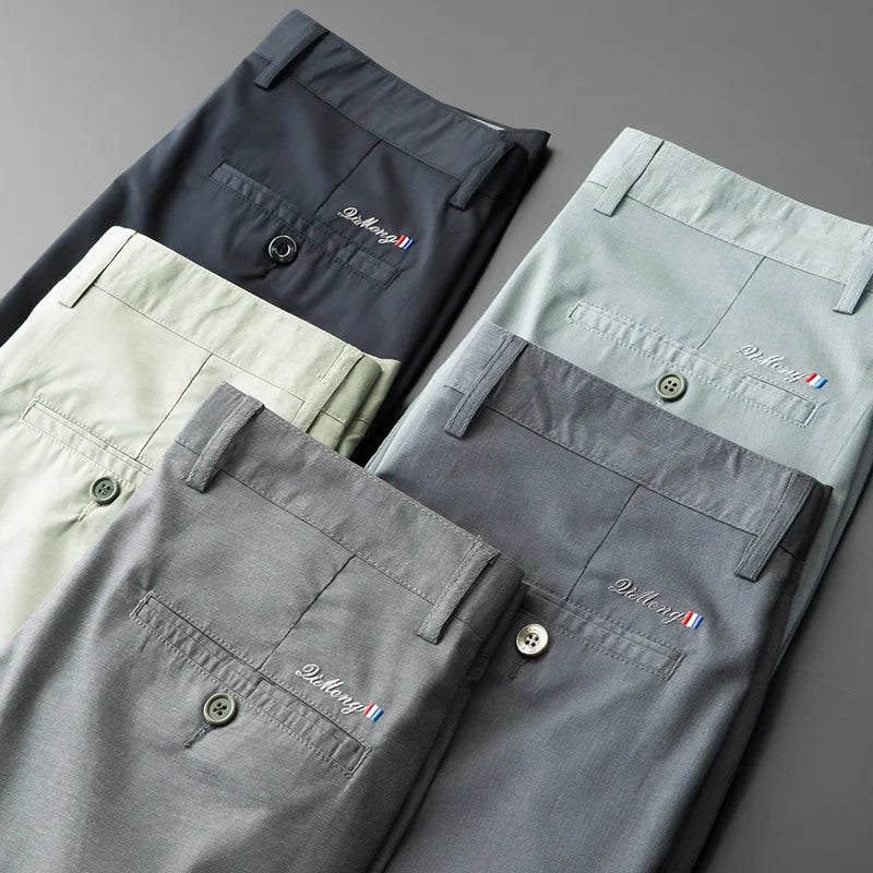 Brand new Spring Summer Men's Soft Stretch Fabric Business Suit Pants Male Elastic Waist Straight Classic Work Wear Grey Trousers