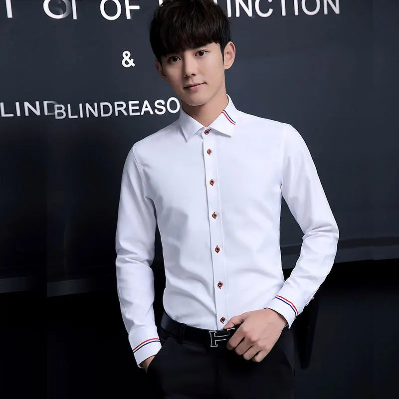 New Men's Shirt Oxford Spinning Solid Color Long Sleeve Non iron Professional Casual Cardigan Shirt Men's Wear