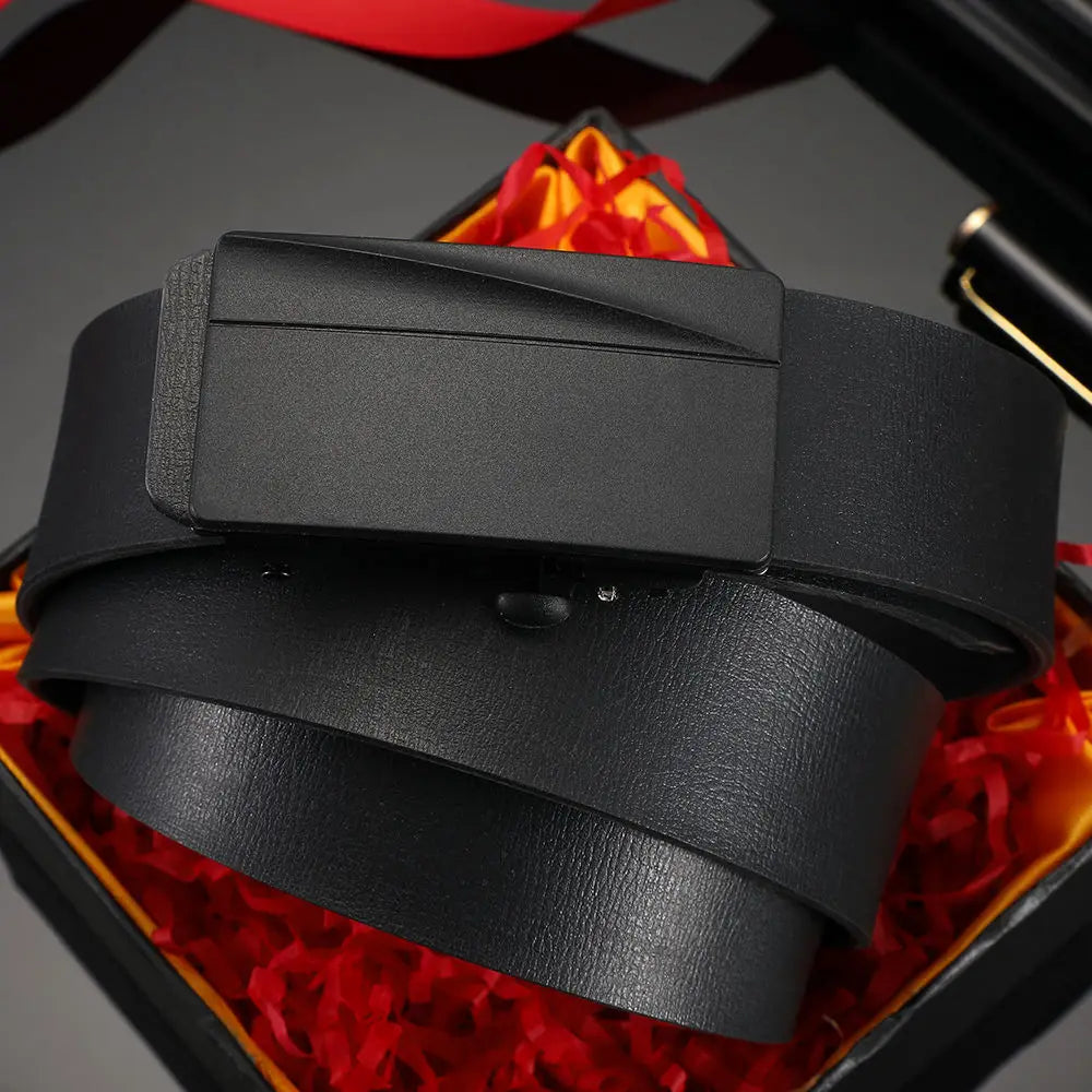 New Men's Fashion Automatic Toothless Buckle Leather Belt