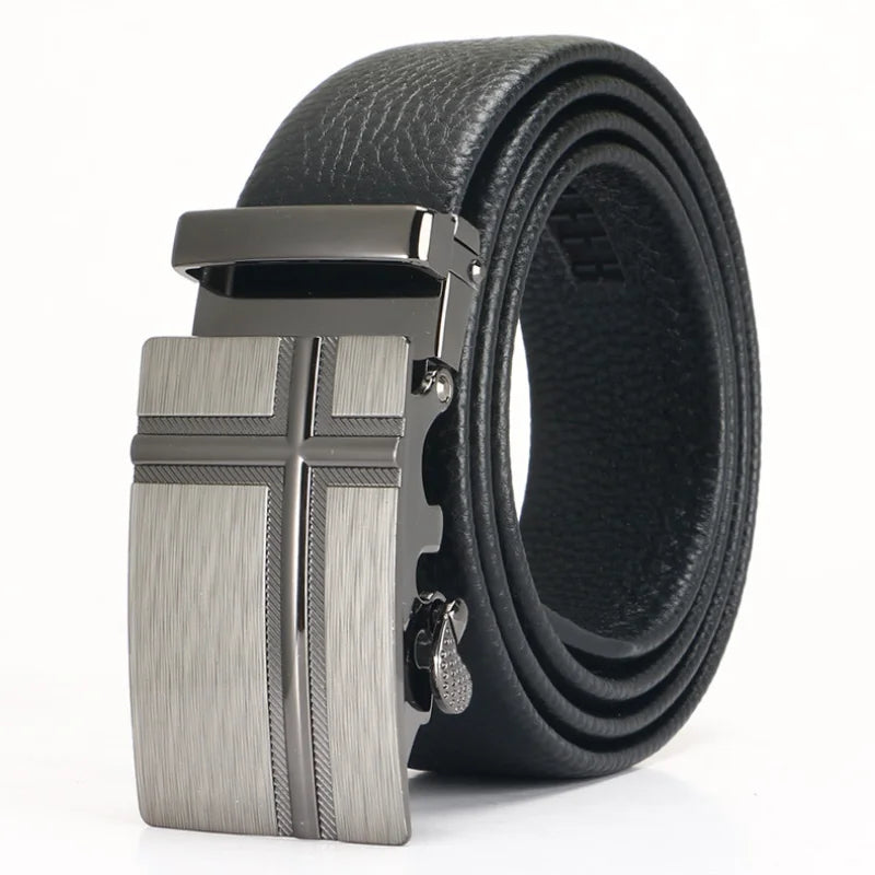 3.5cm High-grade Top Layer Leather Automatic Buckle Men's Belt Business Suit Waistband Casual Cowhide Belt for Men