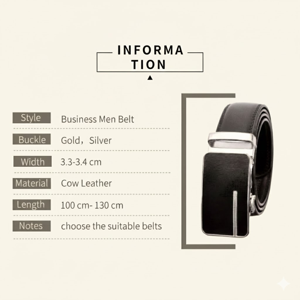 Automatic Buckle Leather Belt for Men
