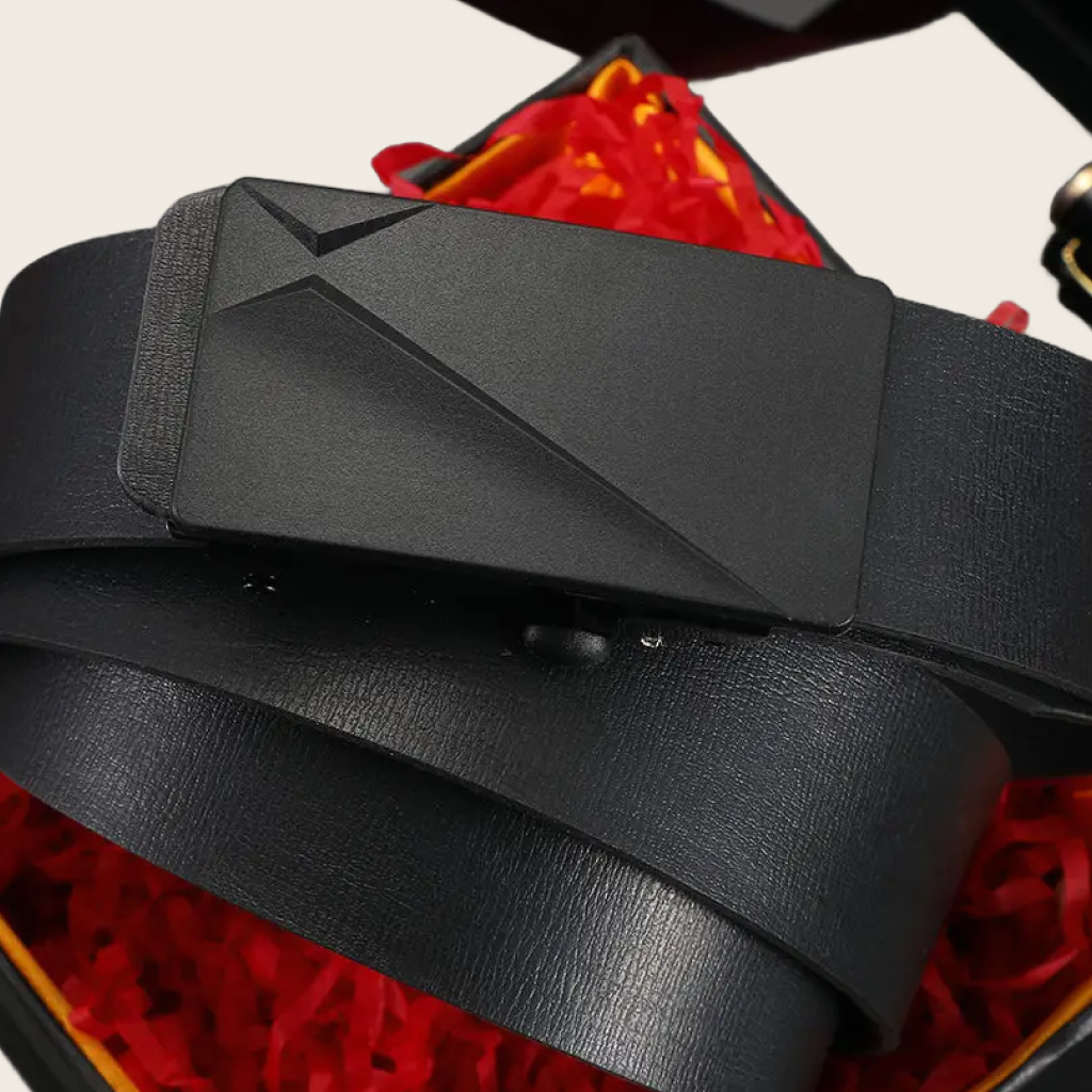 Automatic Toothless Buckle Leather Belt