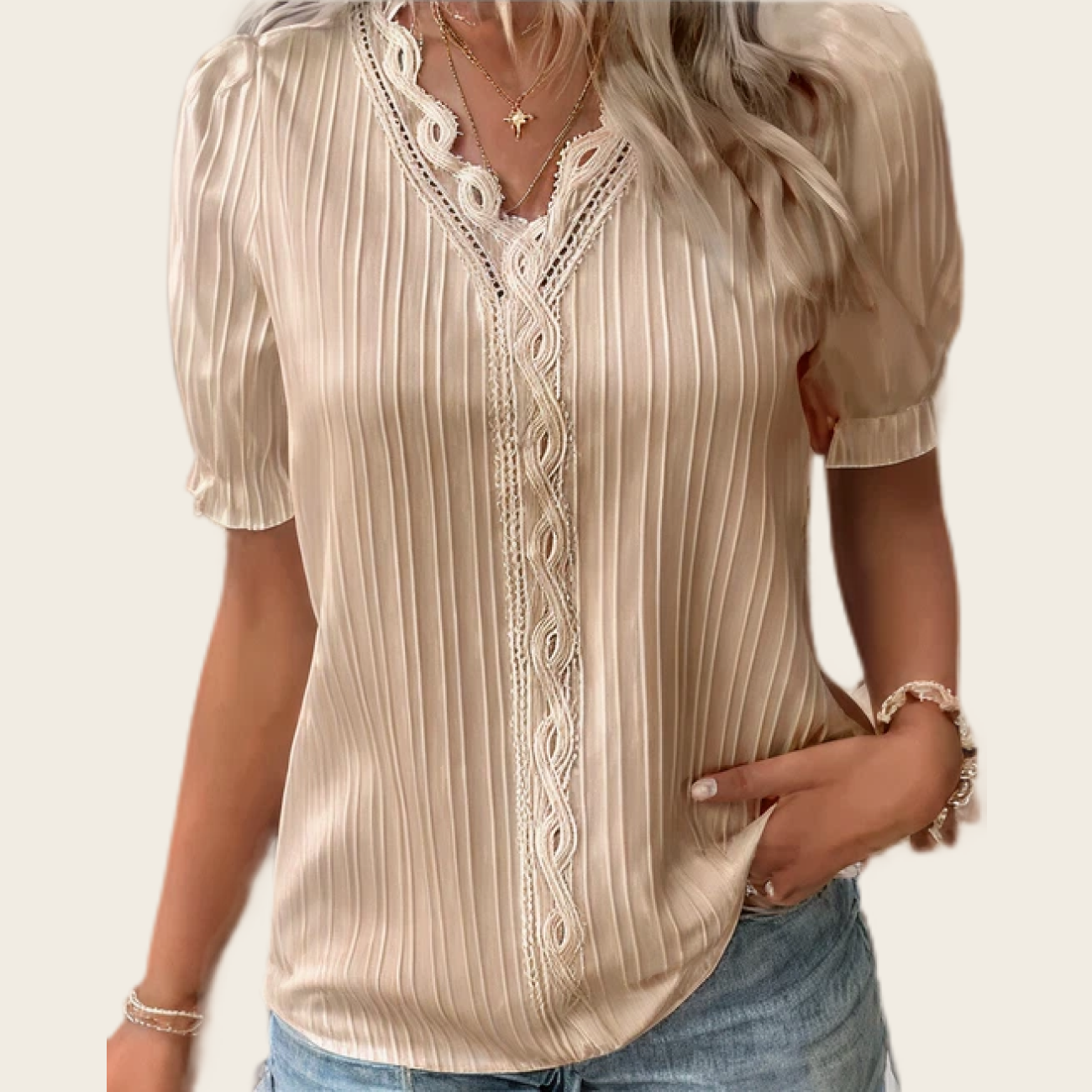 Summer Pleated Lace Top