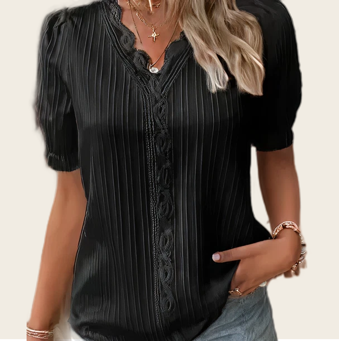Summer Pleated Lace Top