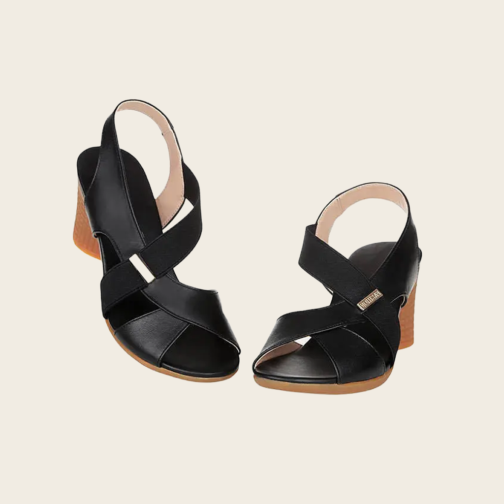 Block Heel Back Strap Sandals