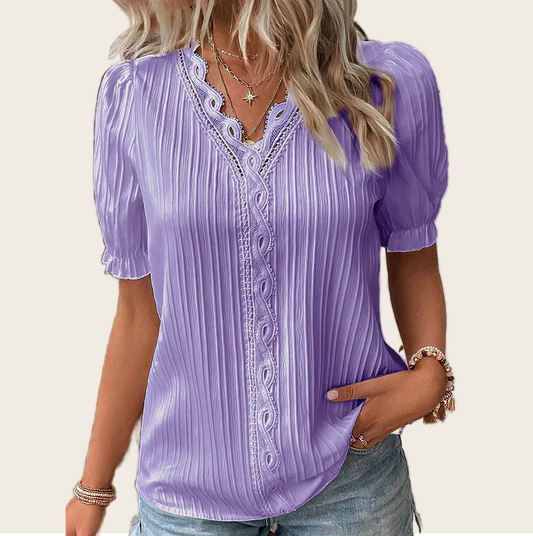 Summer Pleated Lace Top