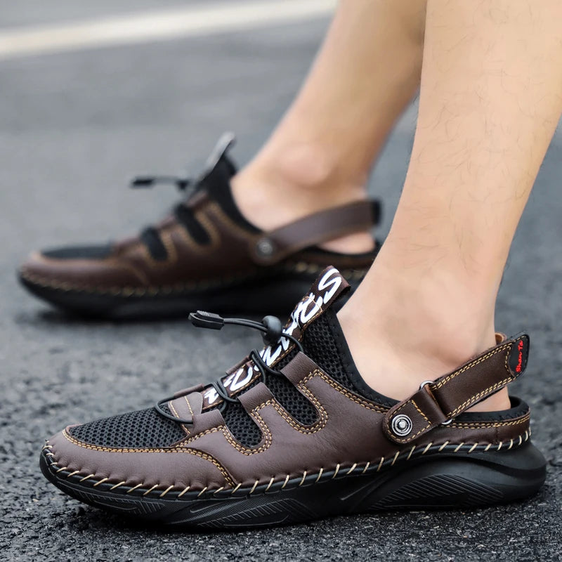 Size 38-48 Genuine Leather Shoes for Men Summer Slippers Luxury Sneakers Loafers Designer Leather Men Sandals Free Shipping