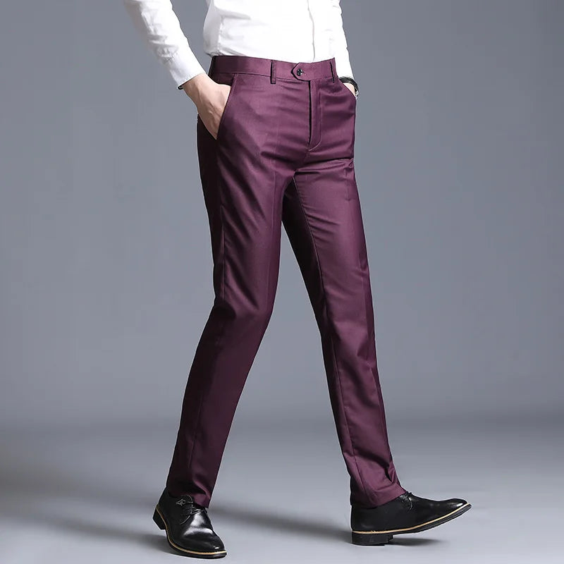 Autumn New Solid Business Casual Suit Pants, Men Clothing Simple All Match Formal Wear Office Trousers, Straight Men Pants 29-38