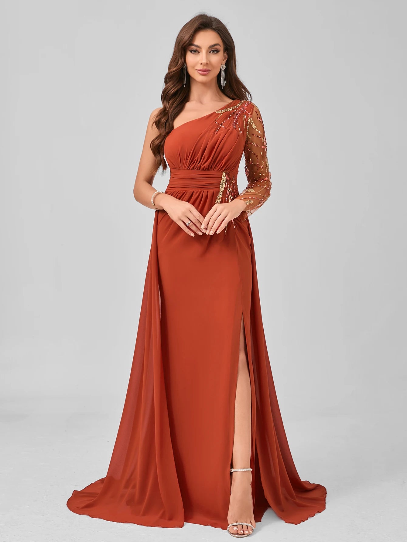 Women's Formal Evening Dress (Heavy Work Style) Elegant Long Sleeve Pr