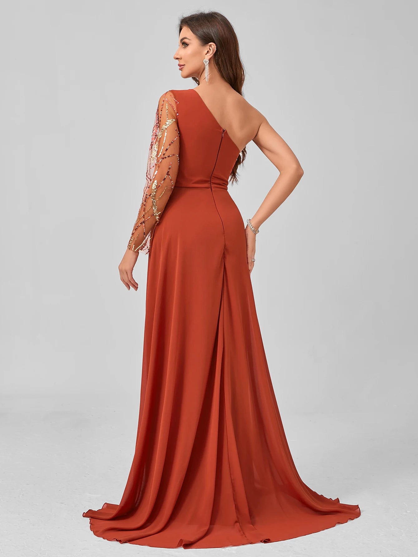 Women's Formal Evening Dress (Heavy Work Style) Elegant Long Sleeve Pr