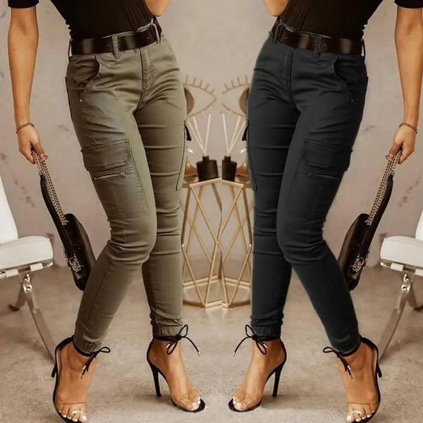 Trendy Women Pants Women Cargo Pants Low Waist Ankle Tied Zipper Pants  Slim
